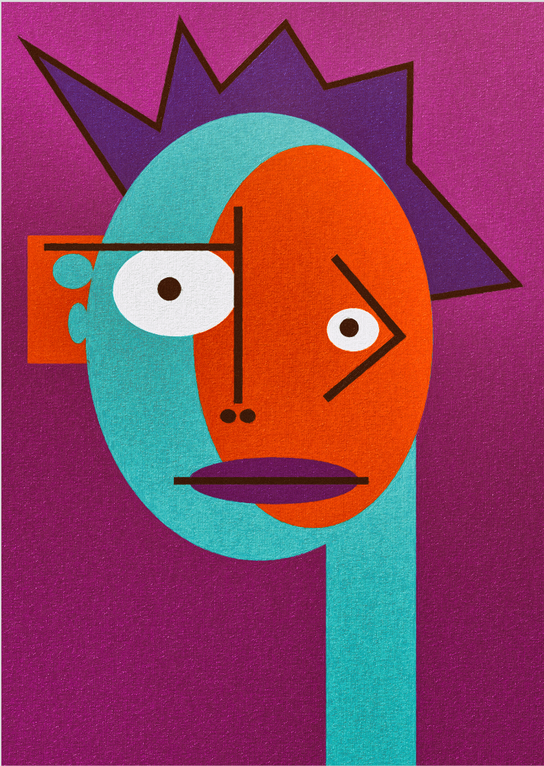 Pôster Cubiface 15 - Arte Colecionável - Tamanho A4 - Sem Moldura - Orientação Retrato - Fine Art