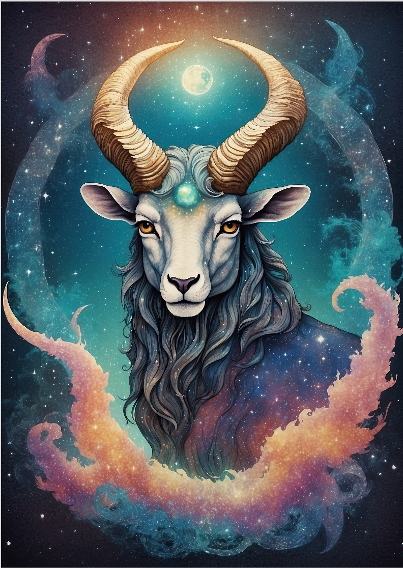 Pôster Ilustração - Signo de Capricórnio - Sem Moldura - Orientação Retrato - Tamanhos: A0, A1, A2 e A3 - Fine