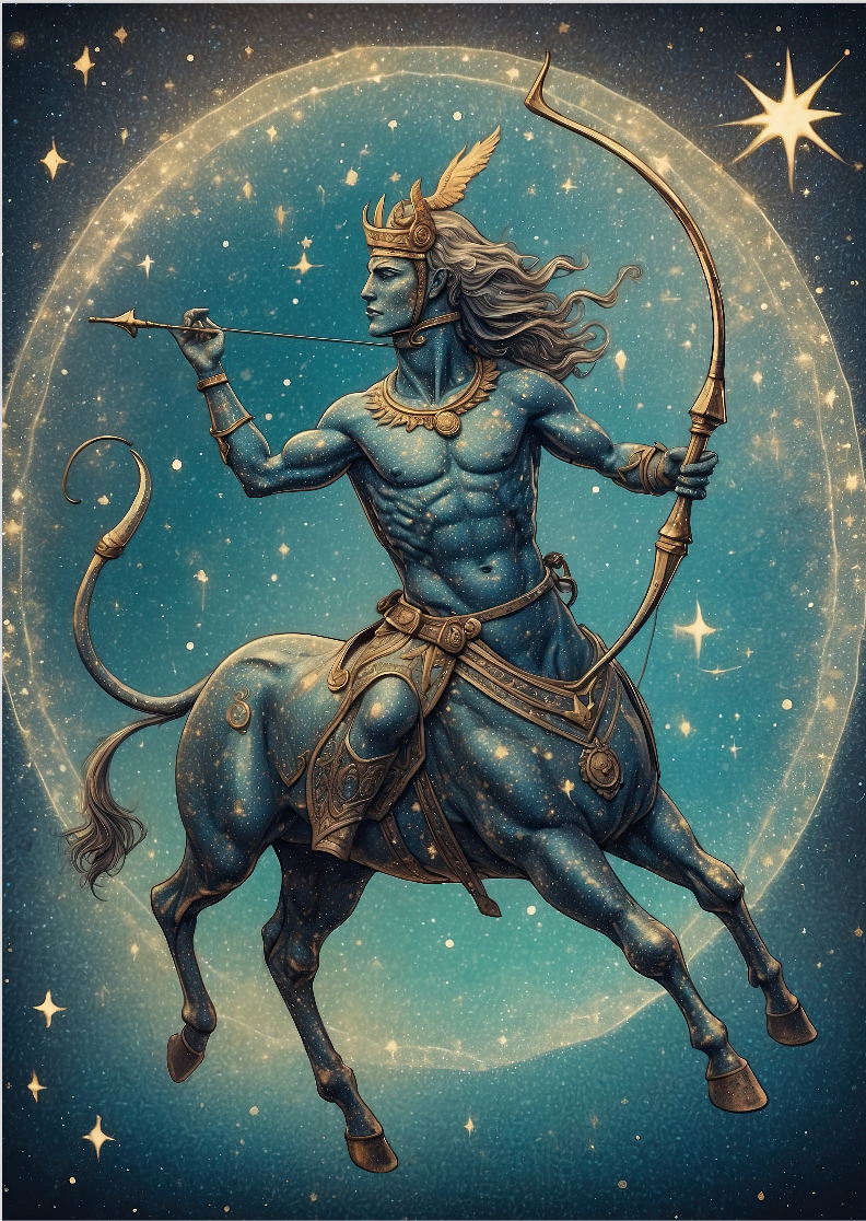 Pôster Ilustração - Signo de Sagitário - Sem Moldura - Orientação Retrato - Tamanhos: A0, A1, A2 e A3 - Fine