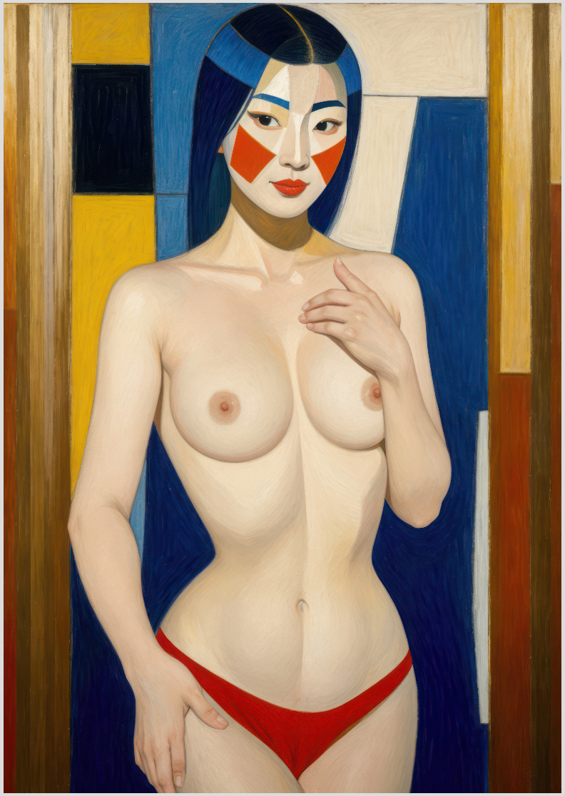 Pôster Cubista - Nu 03 - Koz Palma - Sem Moldura - Orientação Retrato - Tamanhos: A0, A1, A2 e A3 - Fine Art