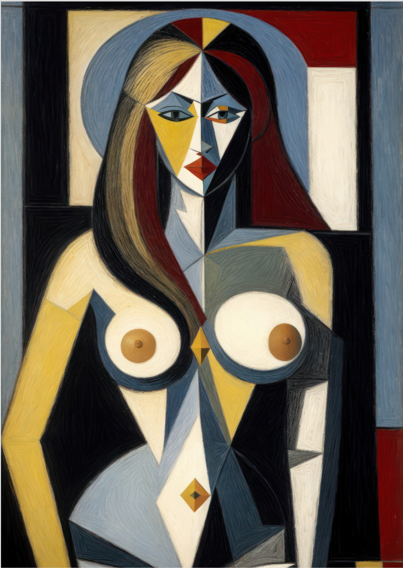 Pôster Cubista - Nu 05 - Koz Palma - Sem Moldura - Orientação Retrato - Tamanhos: A0, A1, A2 e A3 - Fine Art