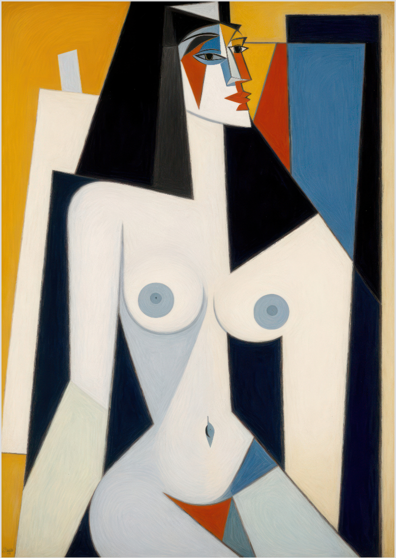 Pôster Cubista - Nu 07 - Koz Palma - Sem Moldura - Orientação Retrato - Tamanhos: A0, A1, A2 e A3 - Fine Art