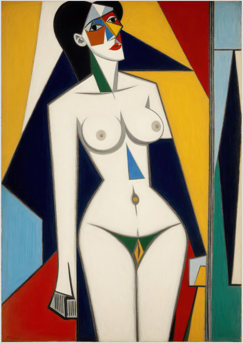 Pôster Cubista - Nu 08 - Koz Palma - Sem Moldura - Orientação Retrato - Tamanhos: A0, A1, A2 e A3 - Fine Art