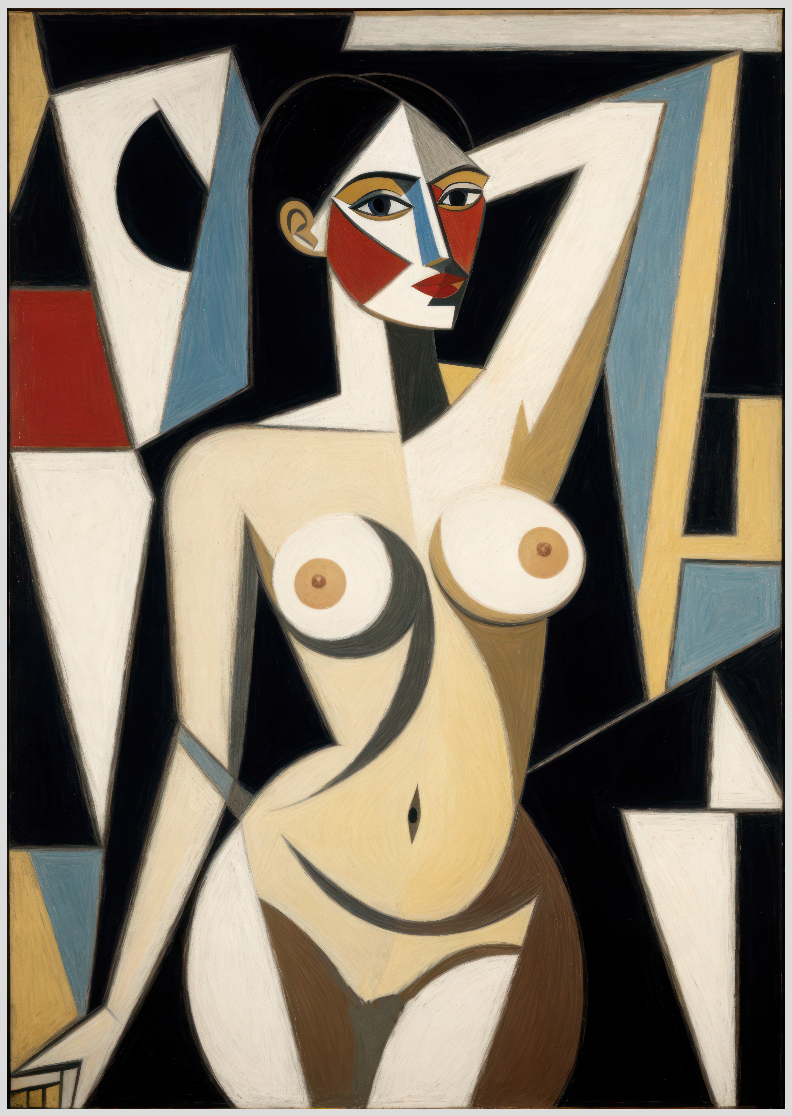 Pôster Cubista - Nu 09 - Koz Palma - Sem Moldura - Orientação Retrato - Tamanhos: A0, A1, A2 e A3 - Fine Art