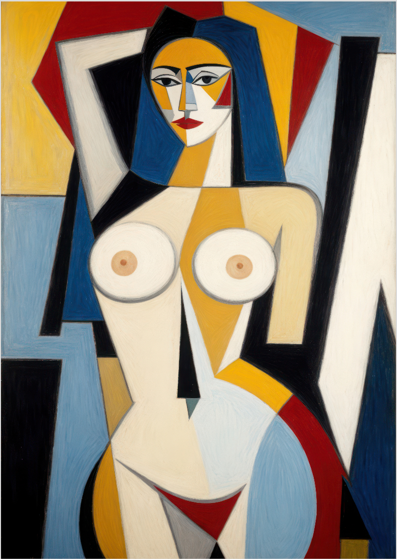 Pôster Cubista - Nu 10 - Koz Palma - Sem Moldura - Orientação Retrato - Tamanhos: A0, A1, A2 e A3 - Fine Art