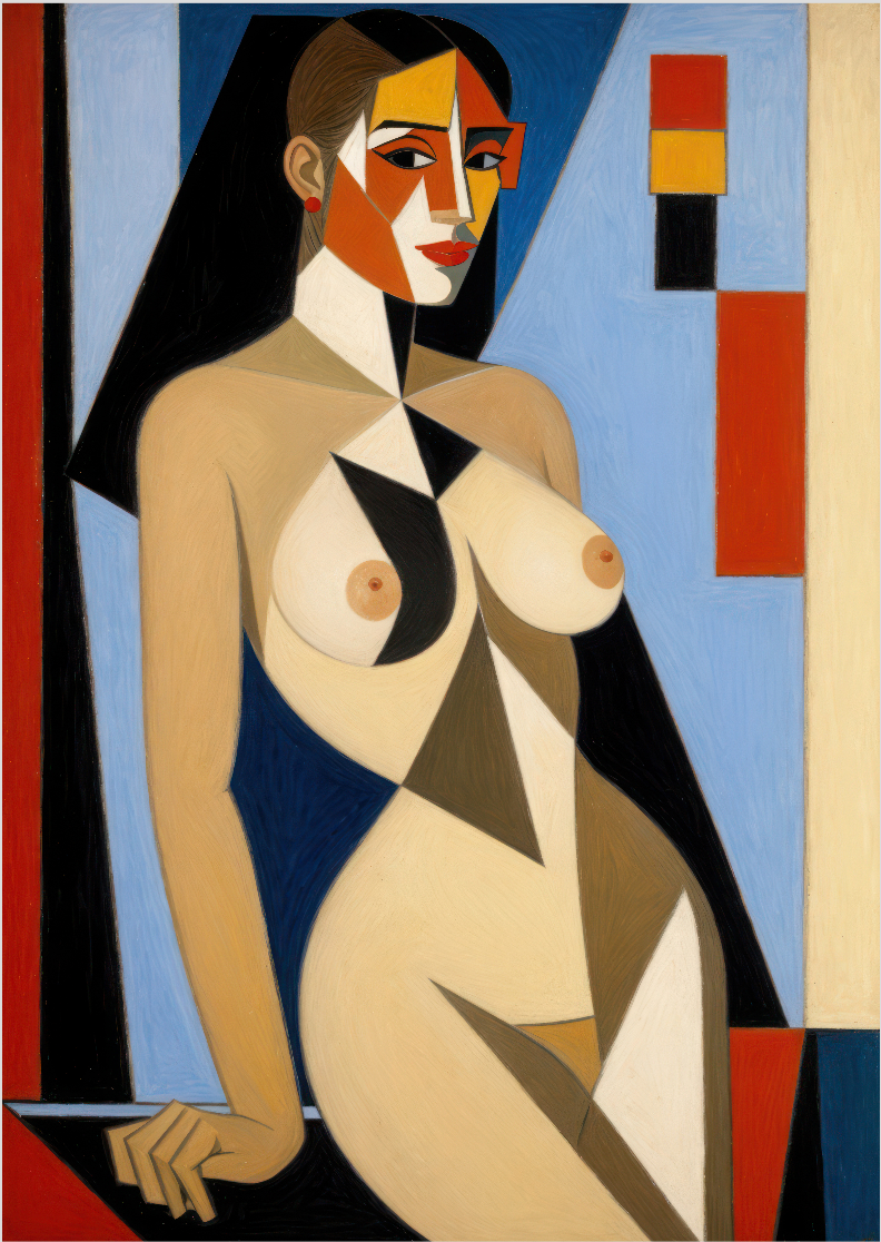 Pôster Cubista - Nu 11 - Koz Palma -  Sem Moldura - Orientação Retrato - Tamanhos: A0, A1, A2 e A3 - Fine Art