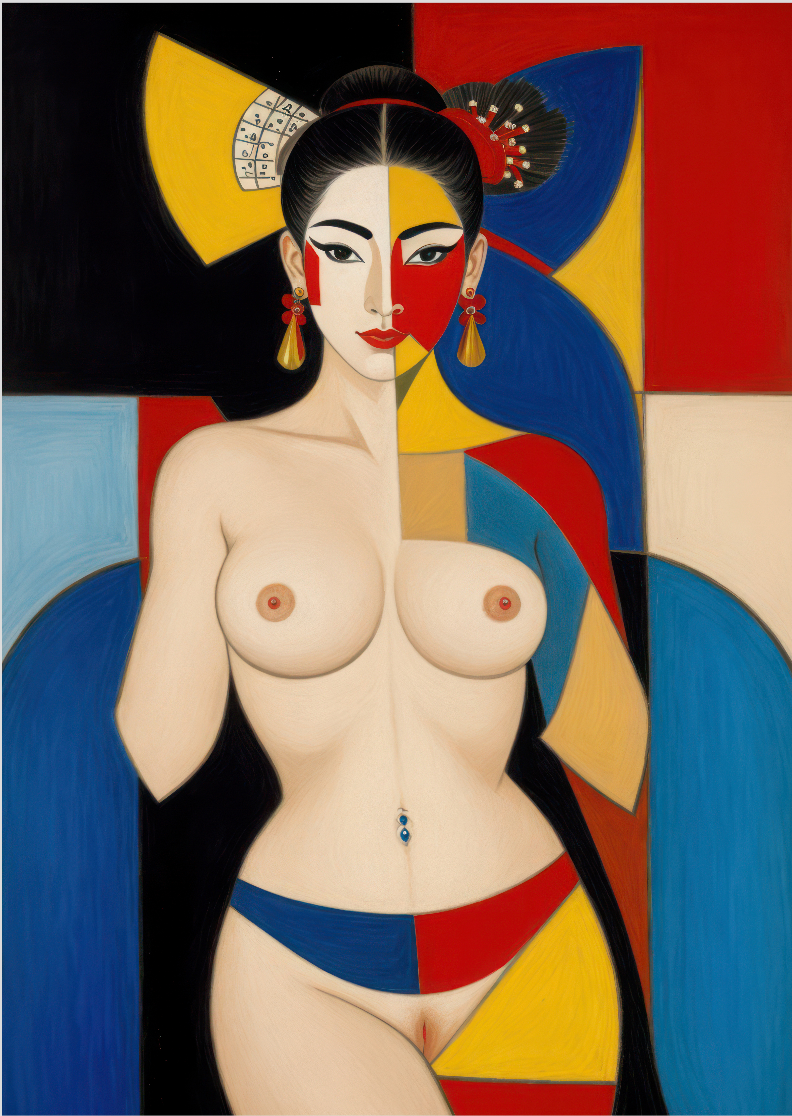 Pôster Cubista - Nu 13 - Koz Palma - Sem Moldura - Orientação Retrato - Tamanhos: A0, A1, A2 e A3 - Fine Art