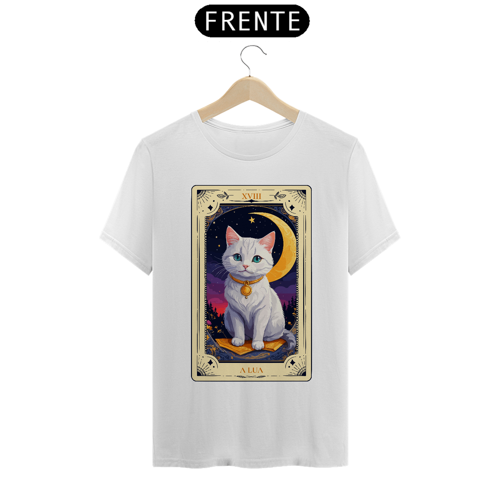 Nome do produto: CAMISETA TAROT FELINO A LUA