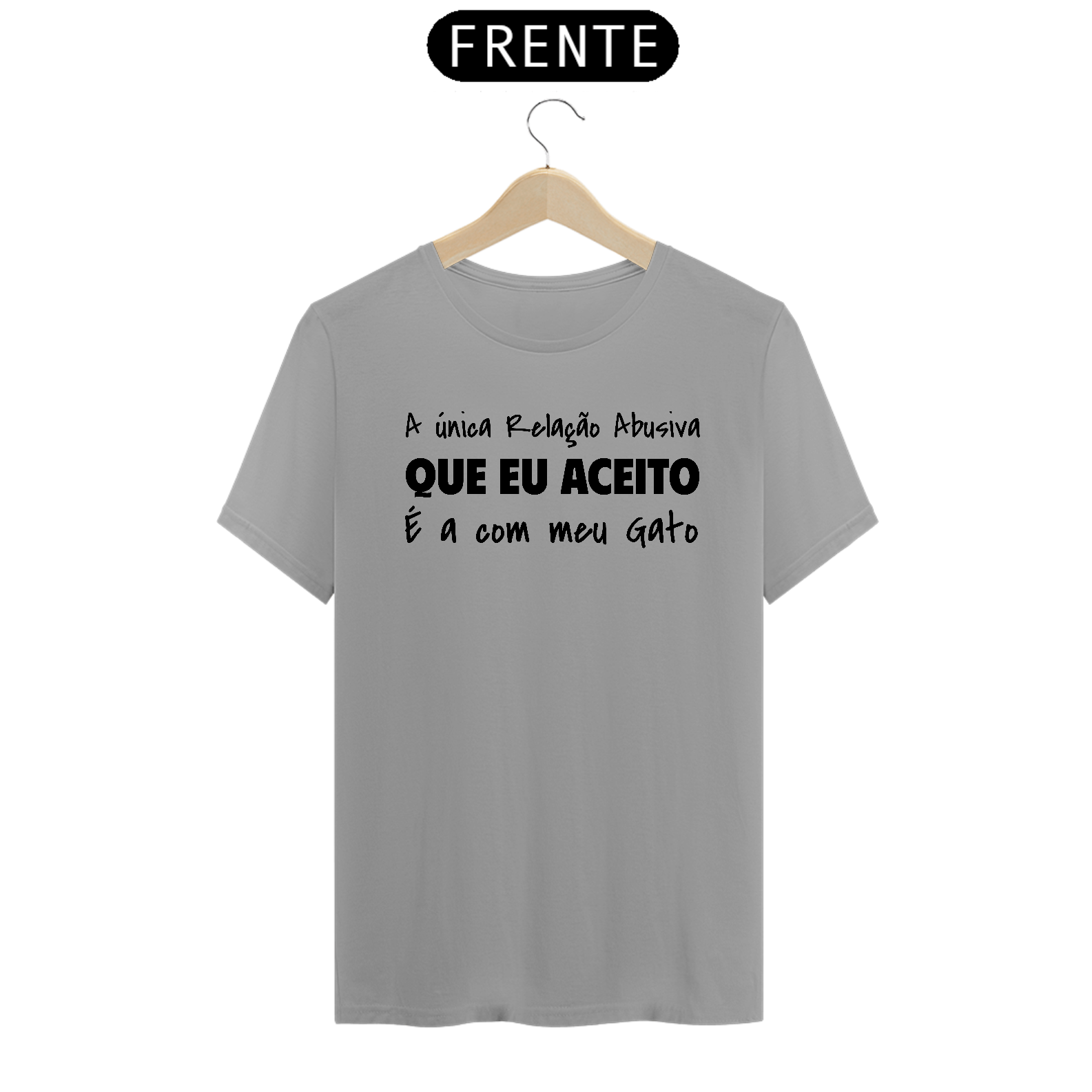 Nome do produto: CAMISETA RELAÇÃO ABUSIVA COM MEU GATO (BLACK)