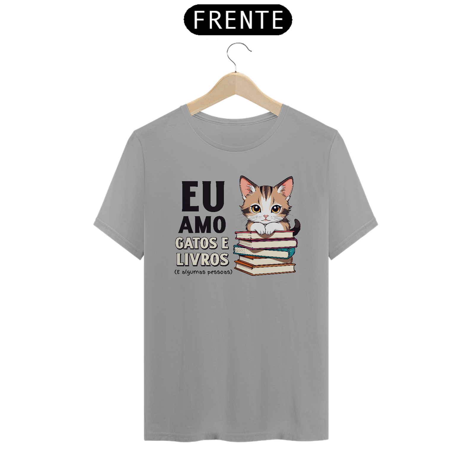 Nome do produto: CAMISETA EU AMO GATOS E LIVROS (BLACK)