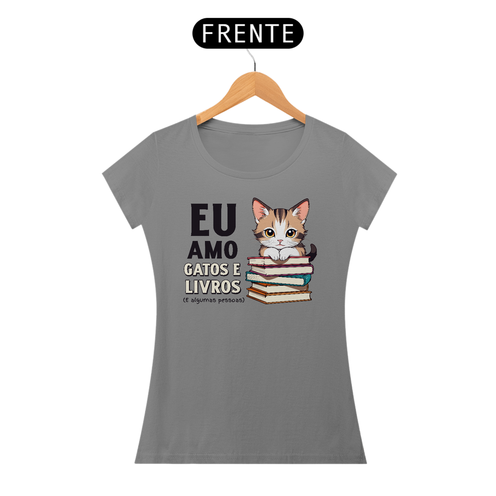 Nome do produto: BABY LONG EU AMO GATOS E LIVROS (BLACK)