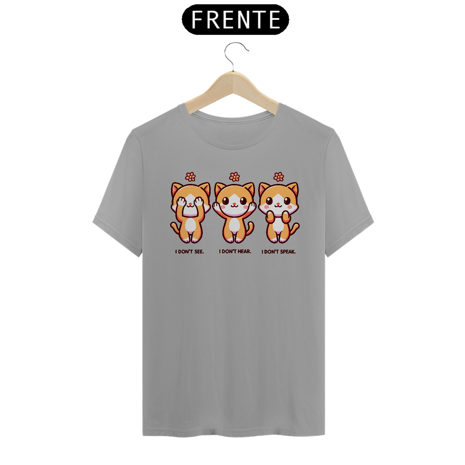 Nome do produto: CAMISETA OS TRÊS GATOS SÁBIOS