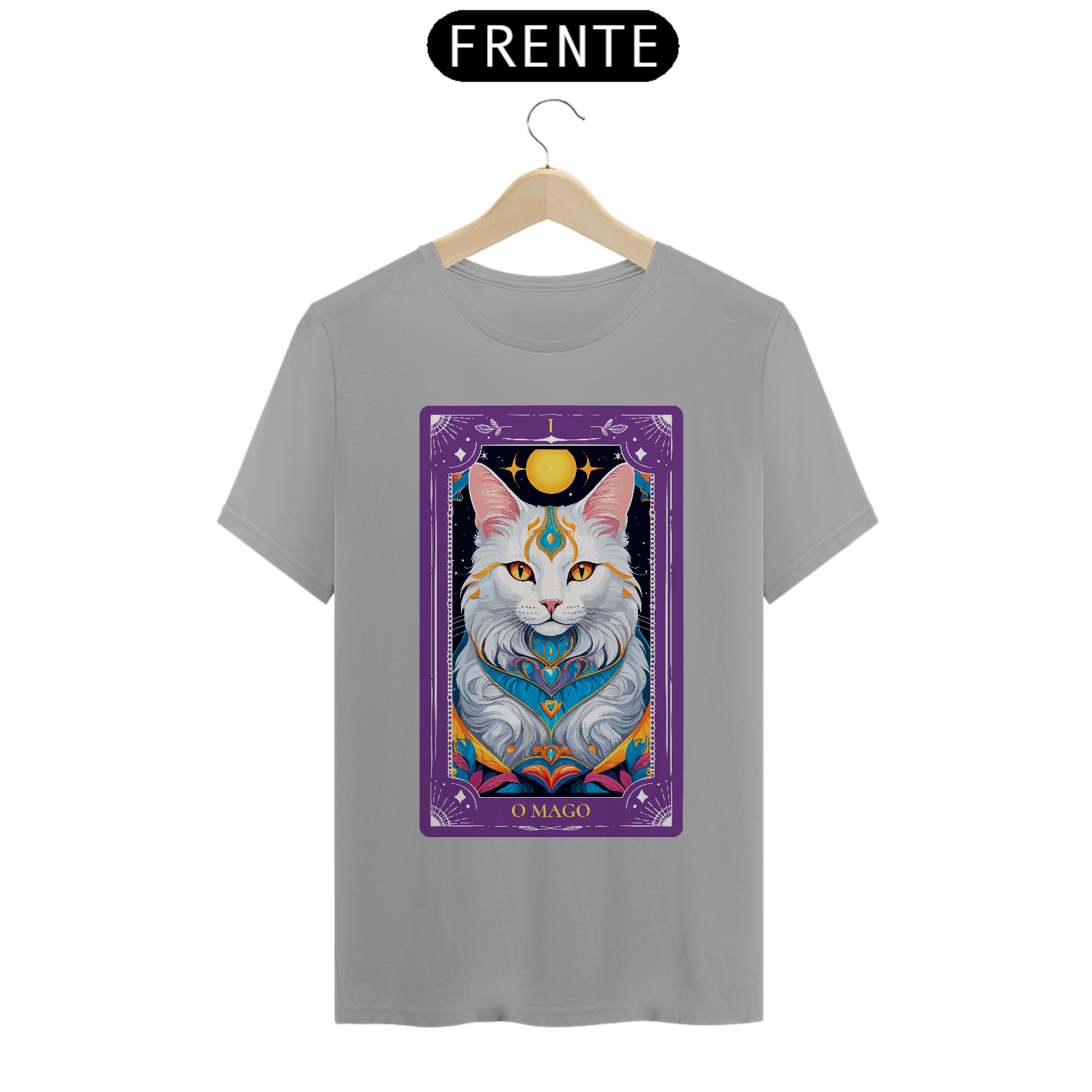 Nome do produto: CAMISETA TAROT FELINO O MAGO