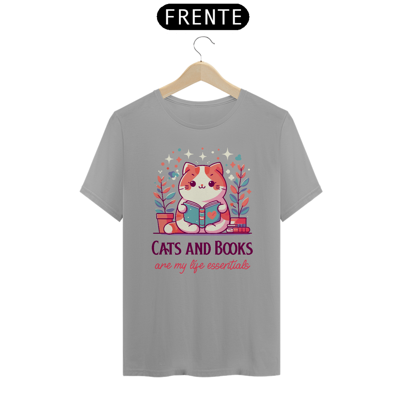 Nome do produto: CAMISETA CATS AND BOOKS
