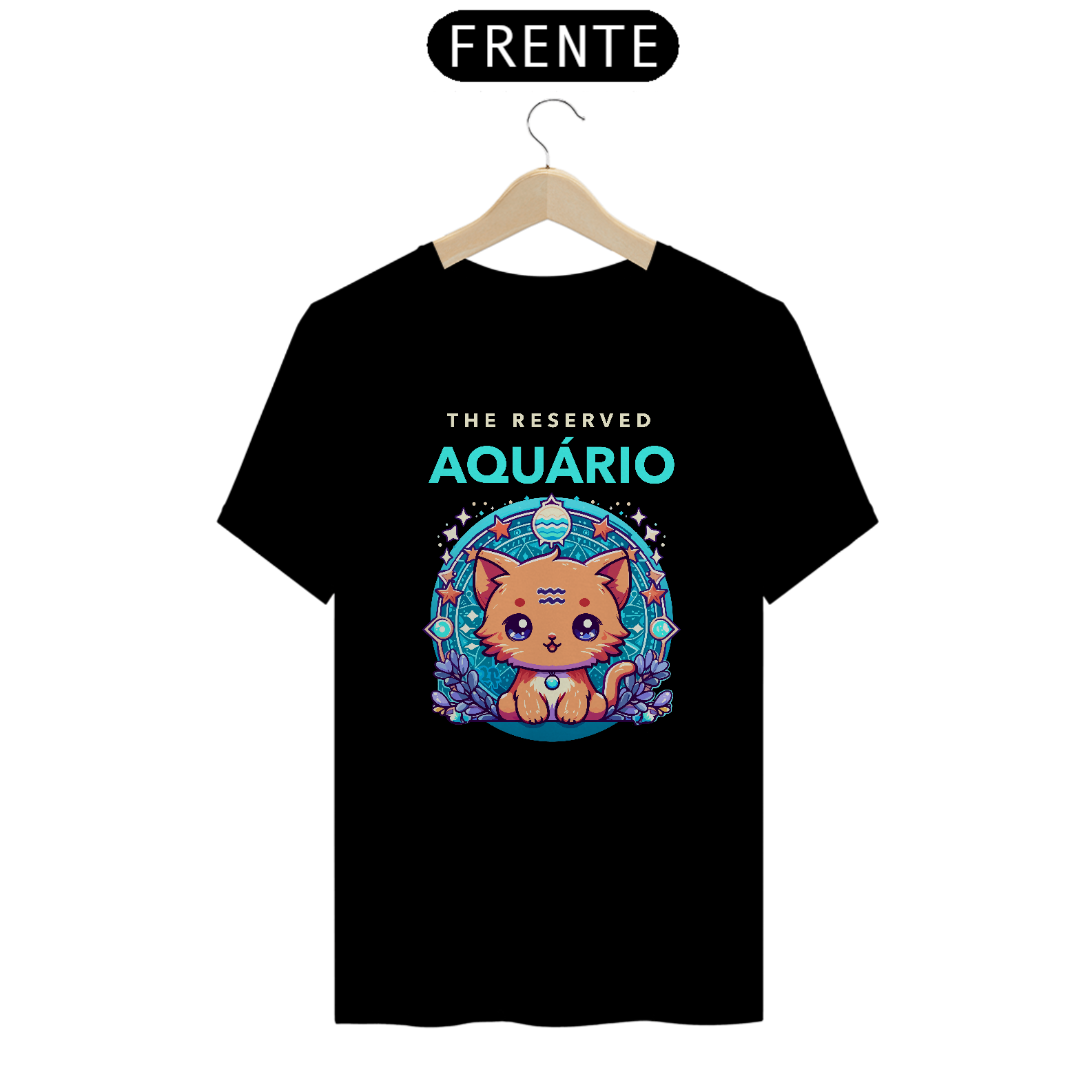 Nome do produto: CAMISETA GATO SIGNO AQUÁRIO