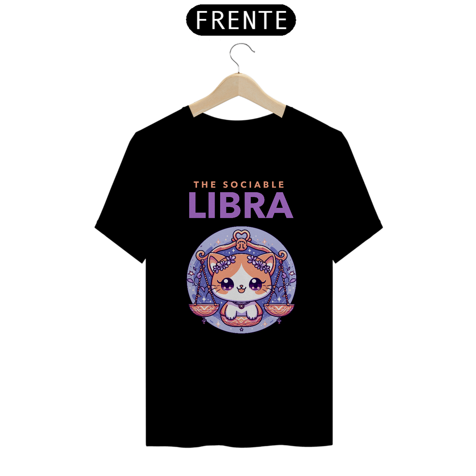 Nome do produto: CAMISETA GATO SIGNO LIBRA