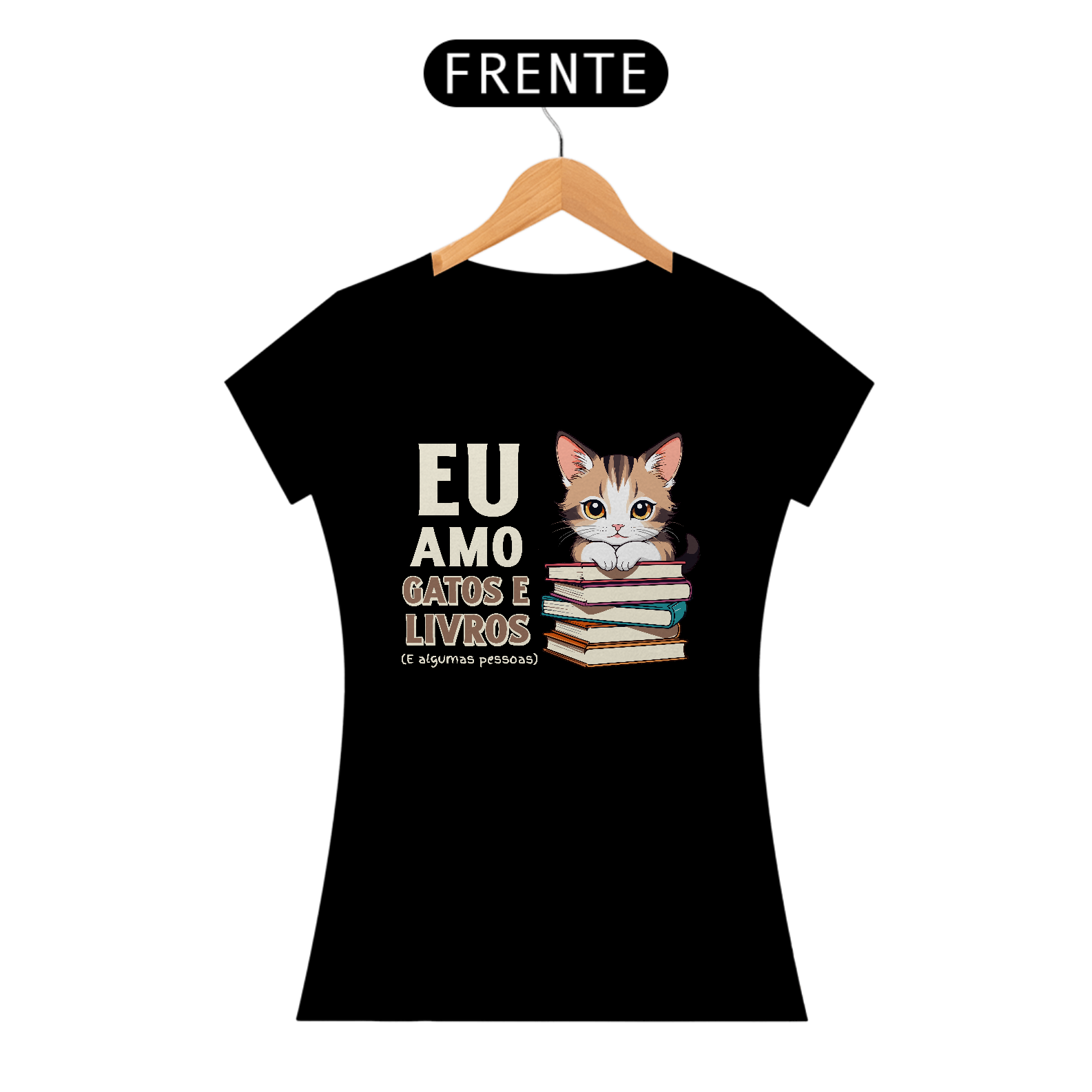 Nome do produto: BABY LONG EU AMO GATOS E LIVROS (WHITE)