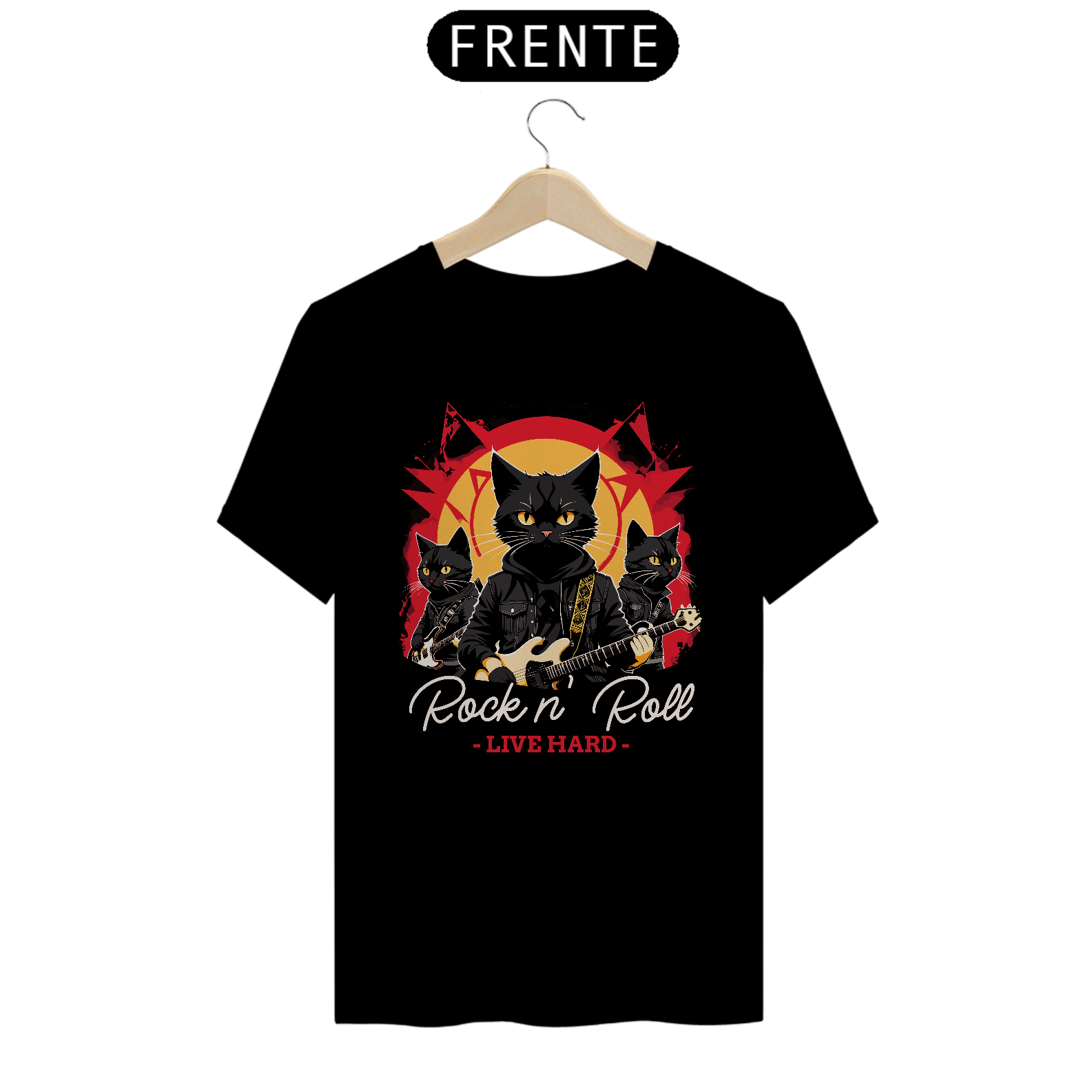 Nome do produto: CAMISETA ROCK N\' ROLL CAT