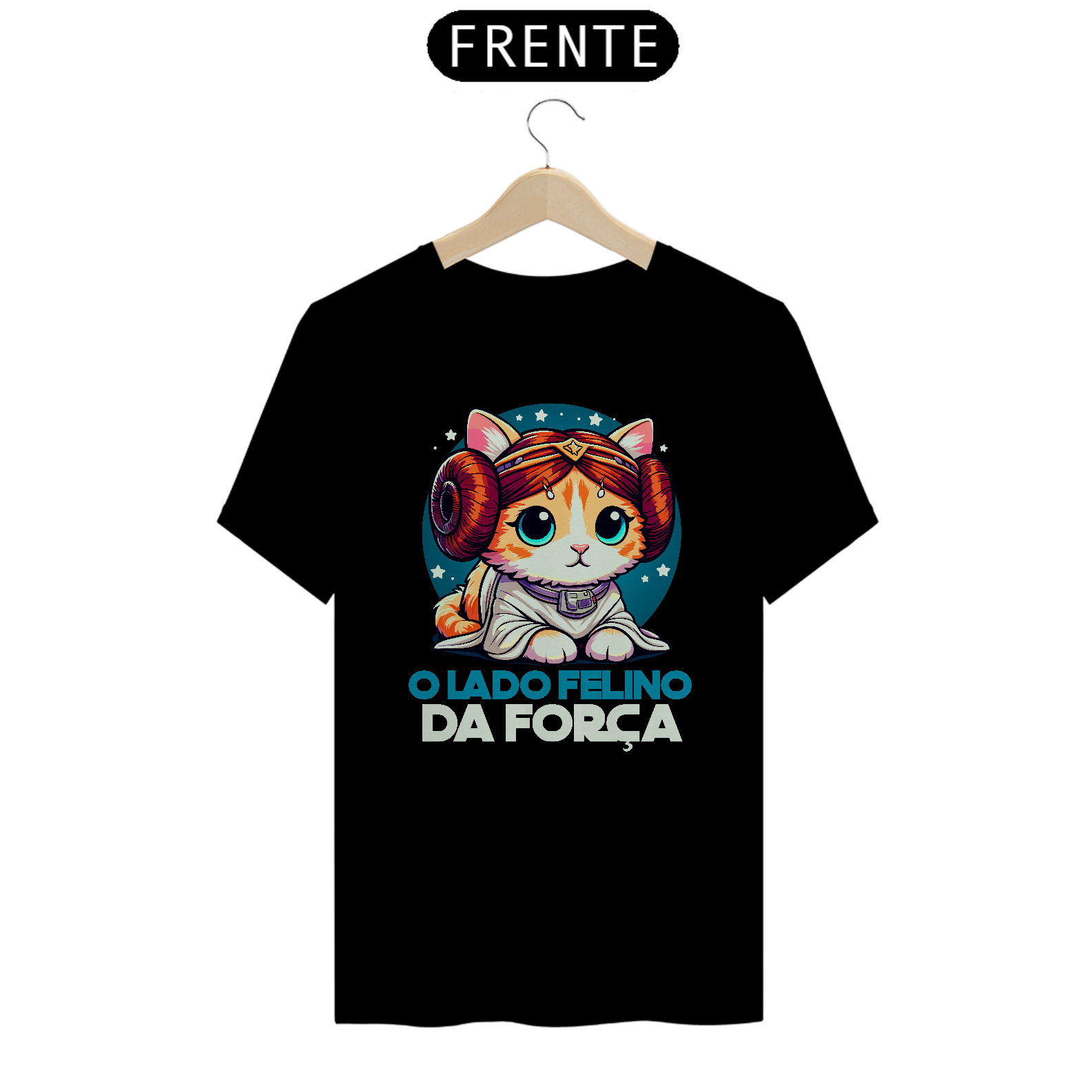 Nome do produto: CAMISETA O LADO FELINO DA FORÇA