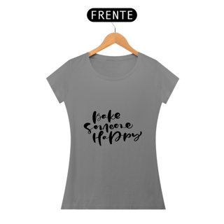 Camiseta Baby long Bake someone happy (letra preta)