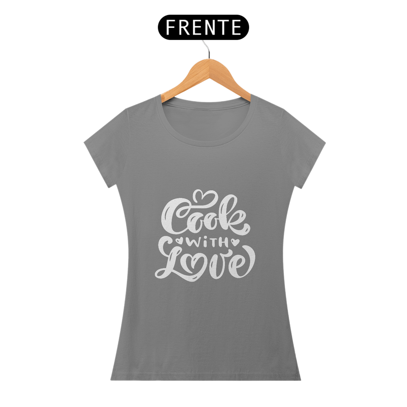 Camiseta Baby long Cook with love (letra branca)