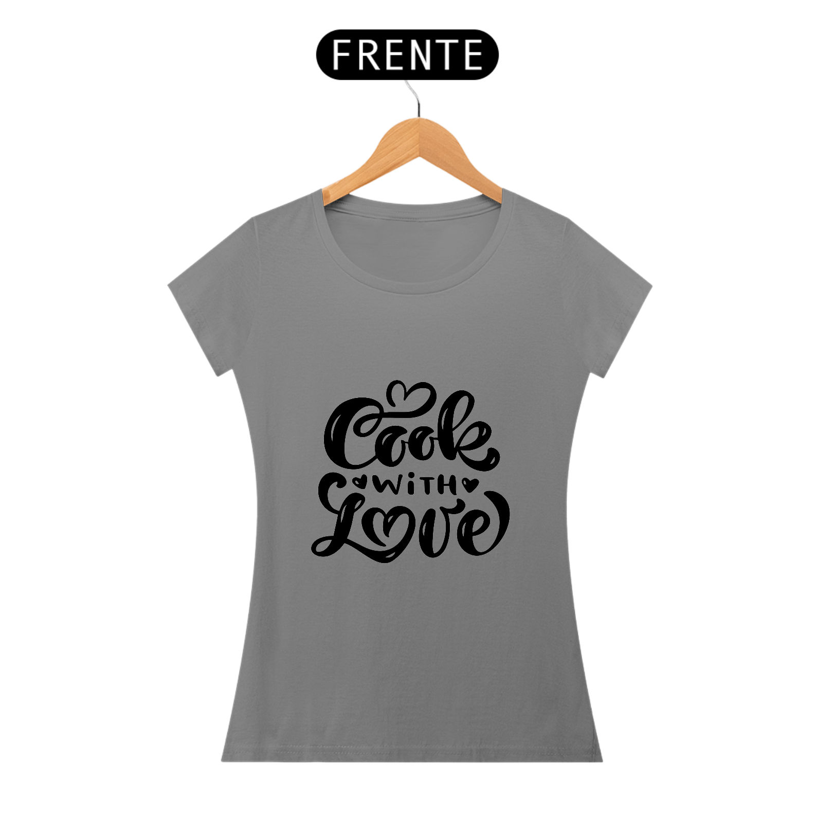 Camiseta Baby long Cook with love (letra preta)
