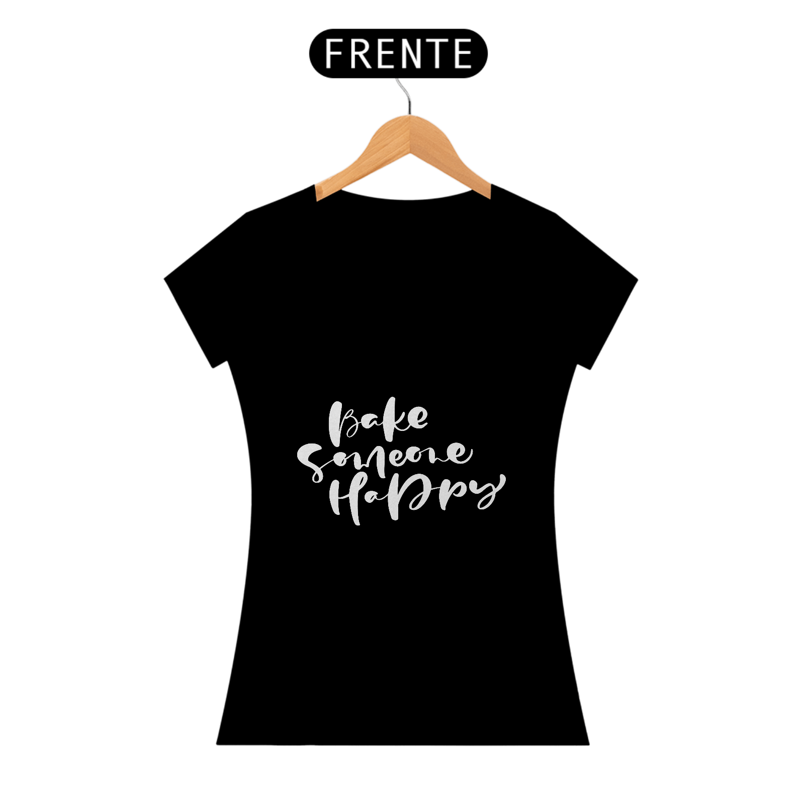 Camiseta Baby long Bake someone happy (letra branca)