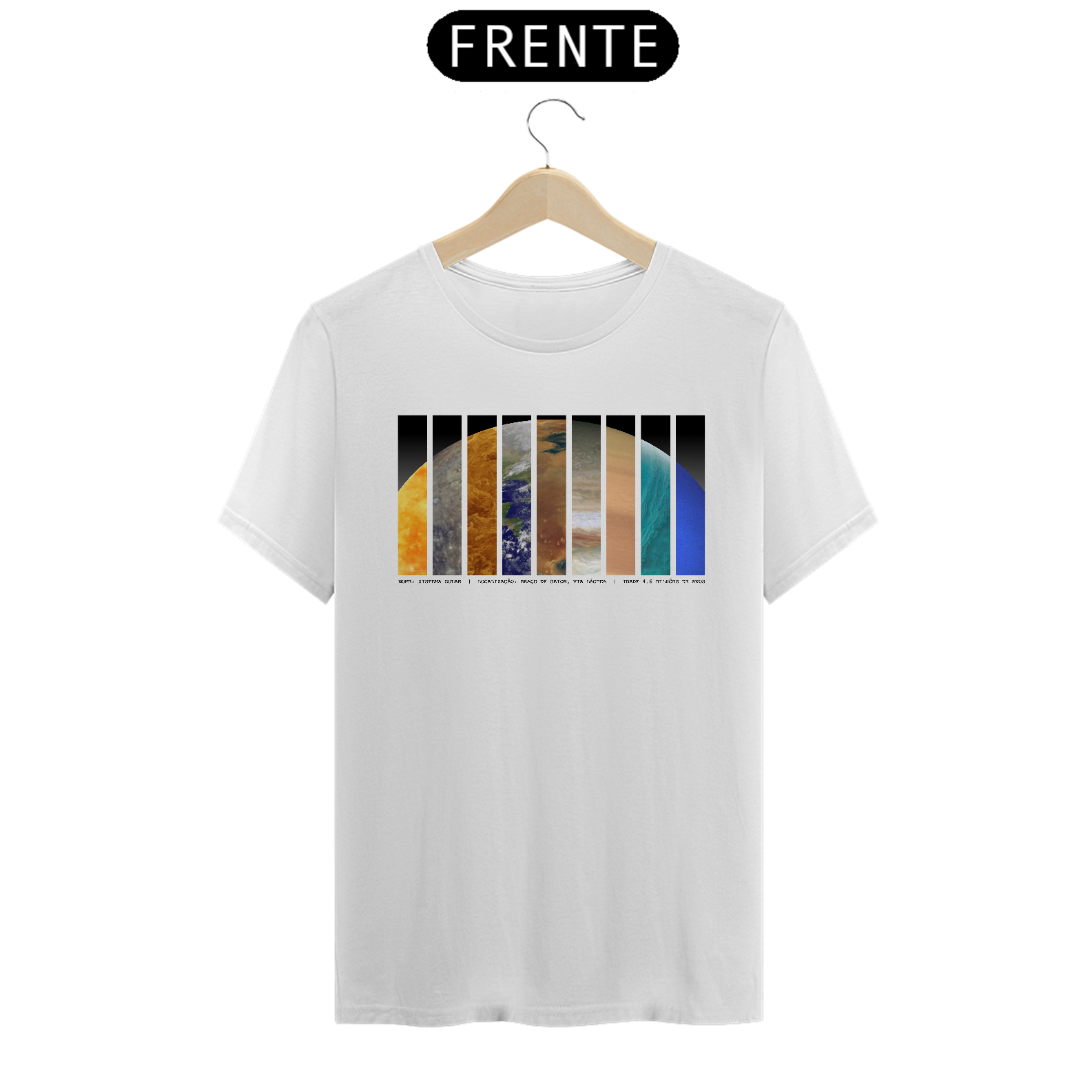 Nome do produto: CAMISETA BRANCA MANGA CURTA - PLANETAS