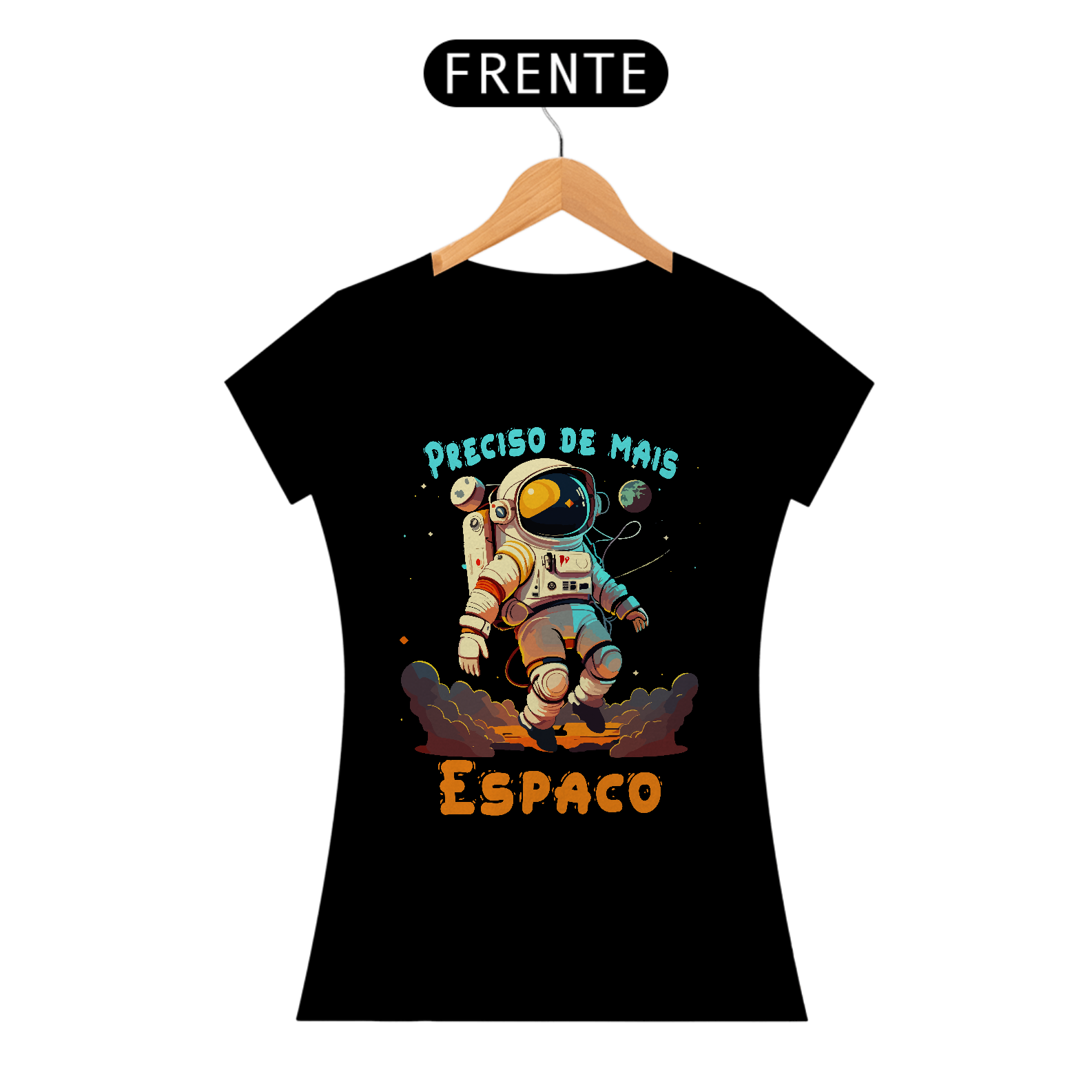 Nome do produto: CAMISETA PRETA BABY LONG QUALITY - PRECISO DE MAIS ESPAÇO