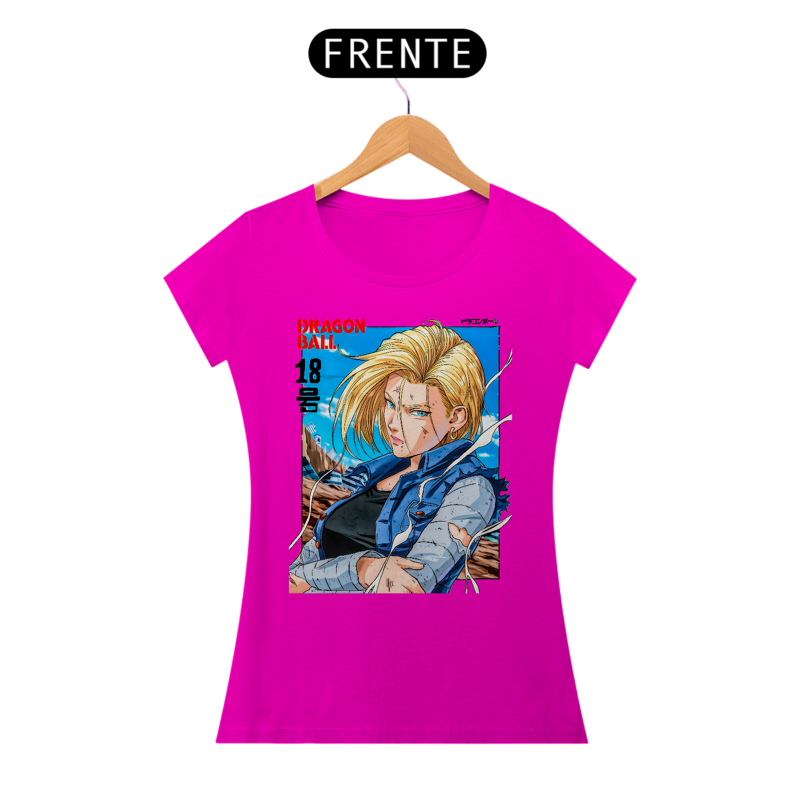 Nome do produto: CAMISETA BABY LONG QUALITY - ADROID 18 - DRAGON BALL