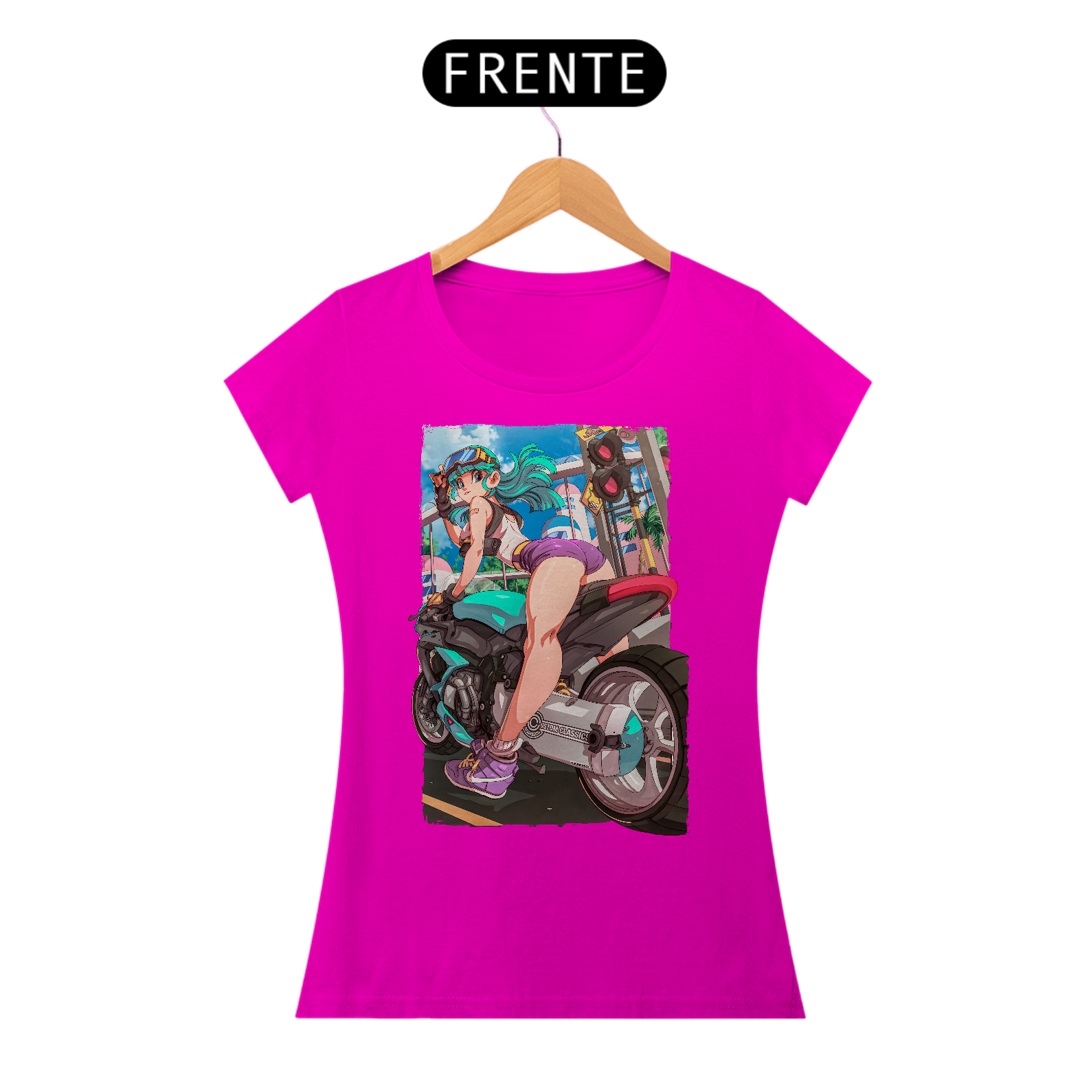 Nome do produto: CAMISETA BABY LONG QUALITY - BULMA RIDER - DRAGON BALL