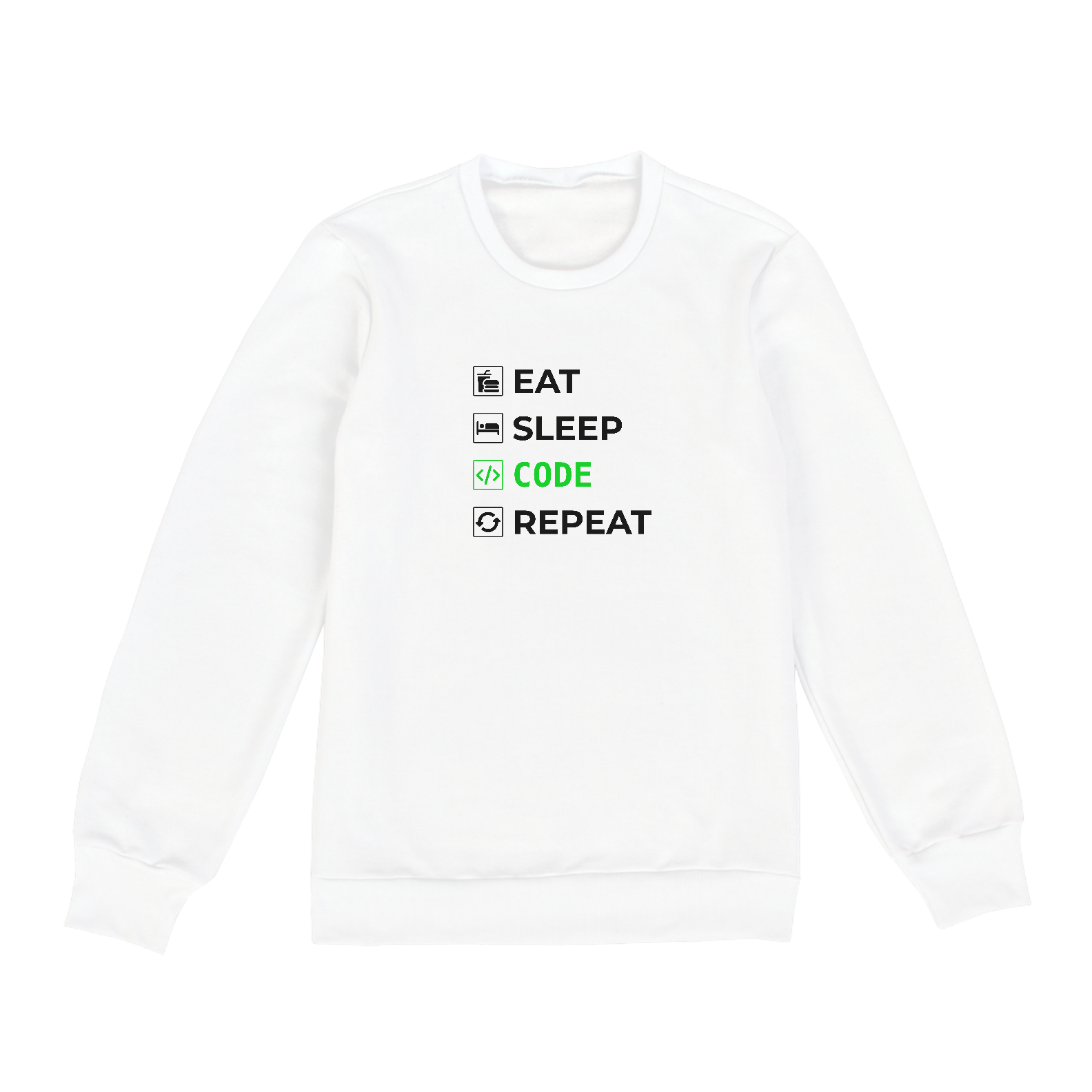 Nome do produto: Moletom Eat Sleep Code Repeat Branco