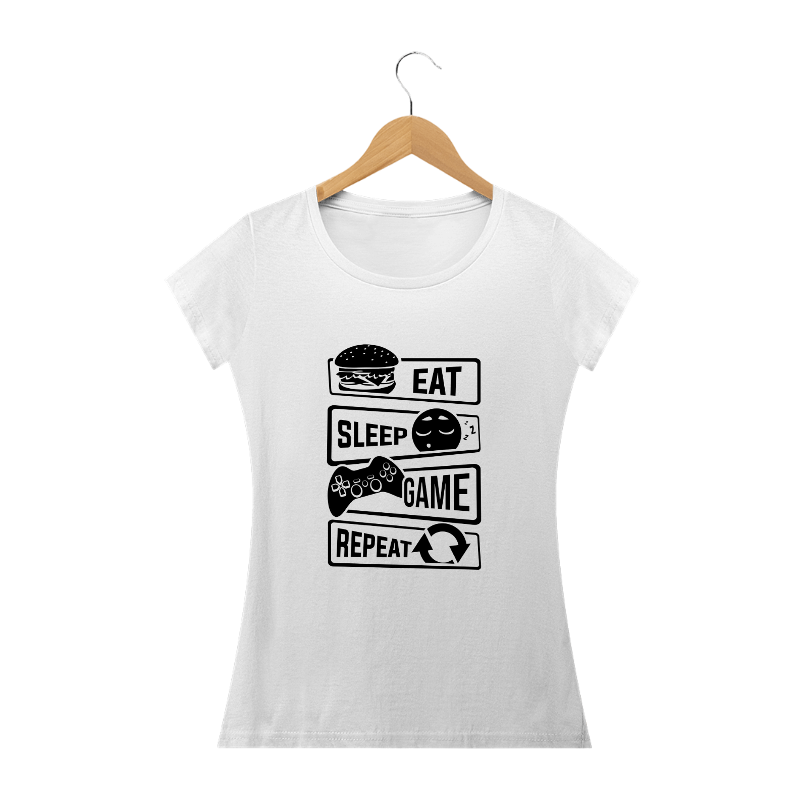 Nome do produto: Camiseta Feminina Gamer - Passo a passo