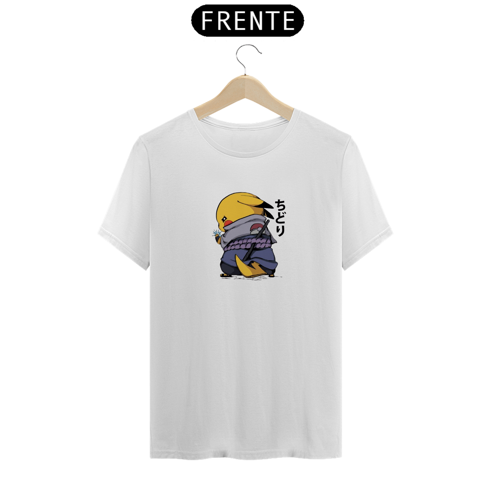 Nome do produto: Camiseta Classica Naruto - Sasuke / Pikachu