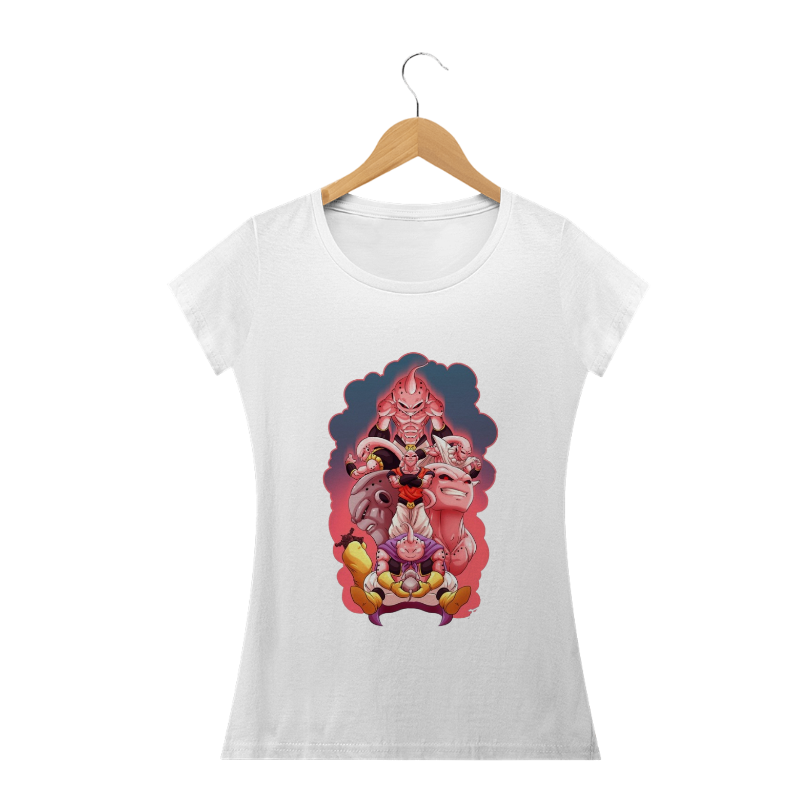 Nome do produto: Camiseta Feminina Dragon Ball - Majin Boo fases