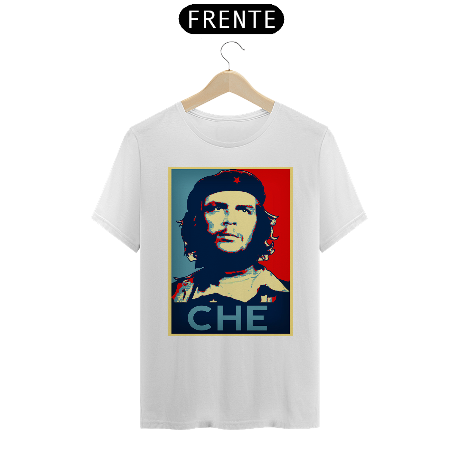 Nome do produto: T-SHIRT CHE ESTAMPA AZUL E VERMELHA