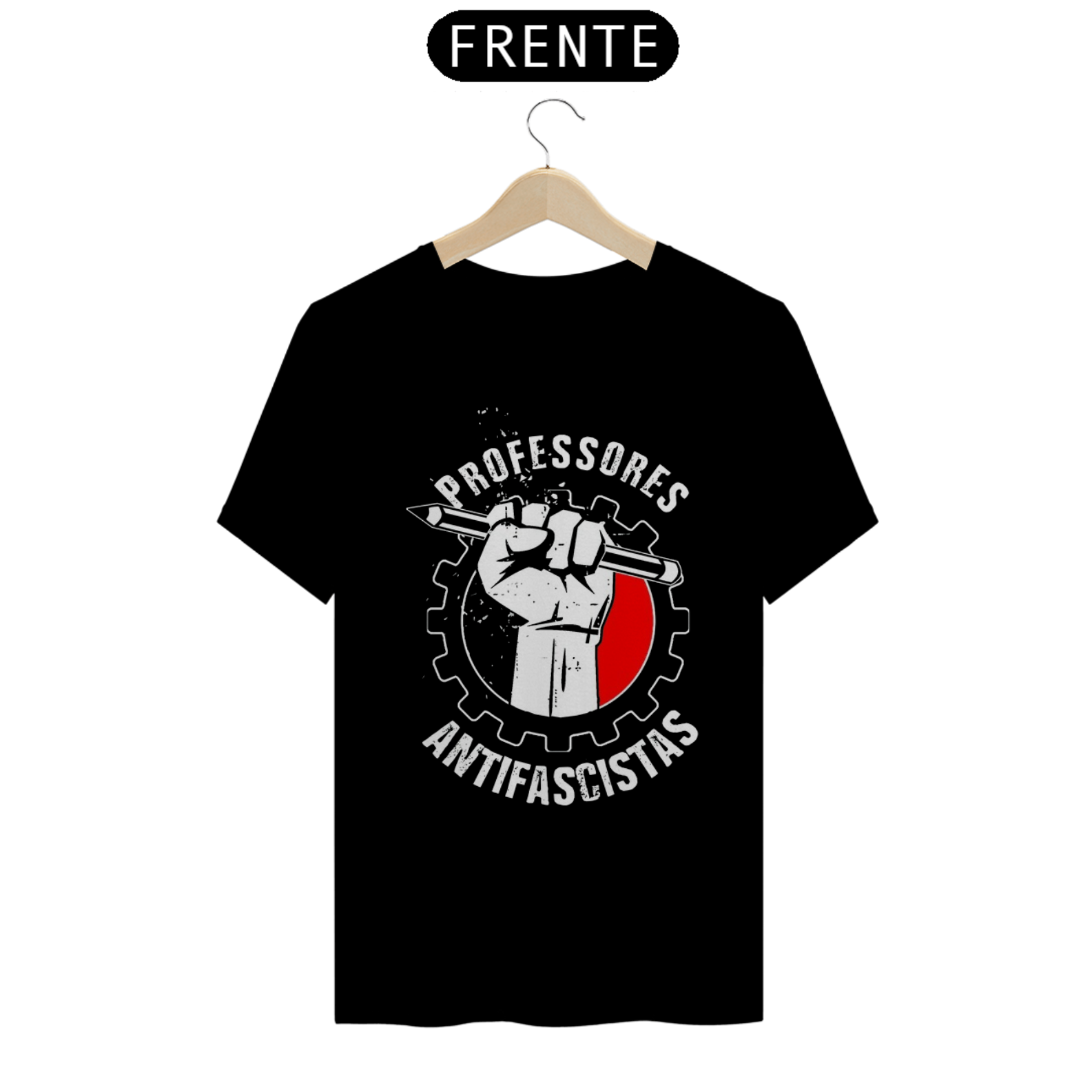 Nome do produto: T-SHIRT PROFESSORES ANTIFASCISTAS ENGRENAGEM