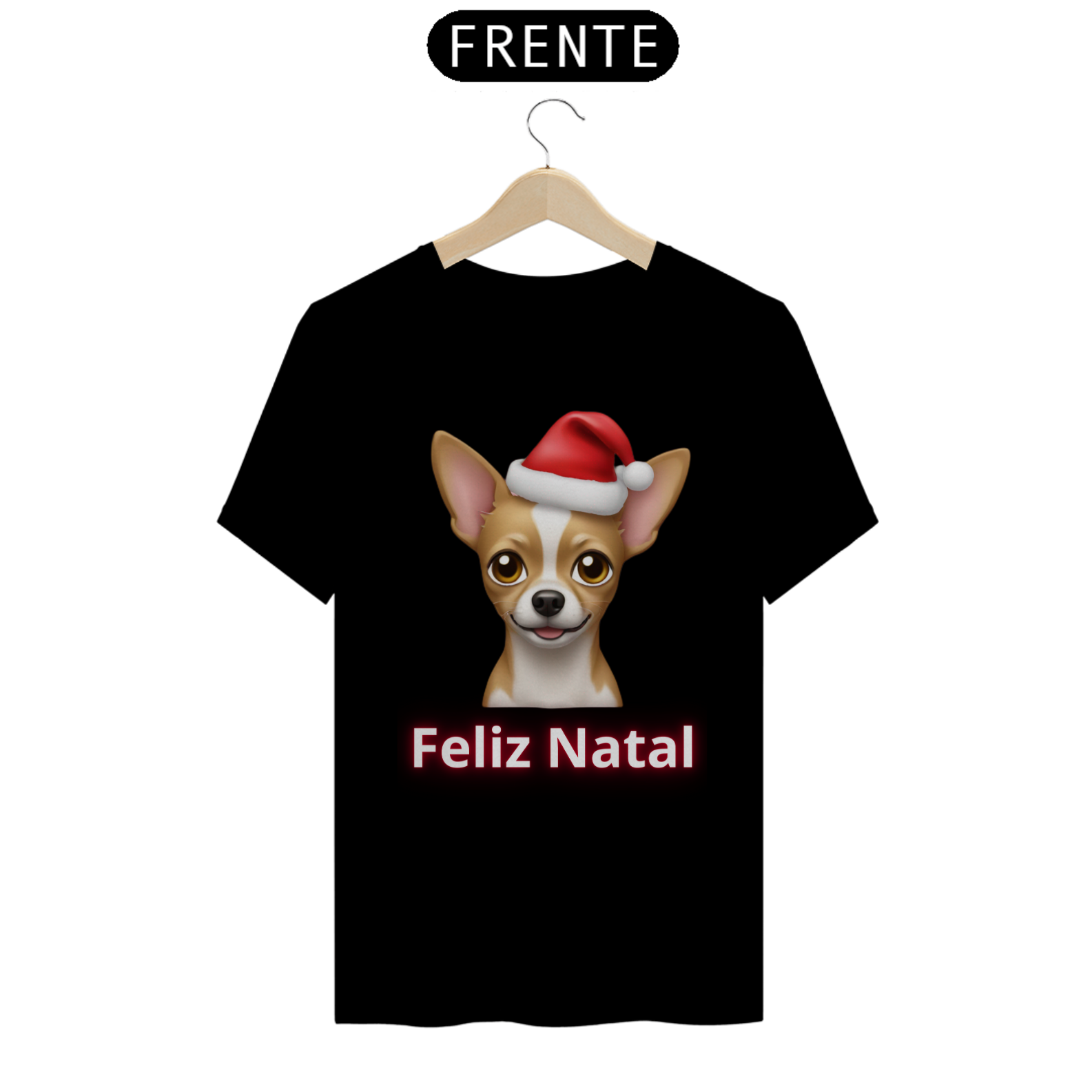 Nome do produto: Camisa Feliz Natal (Emoji chihuahua)