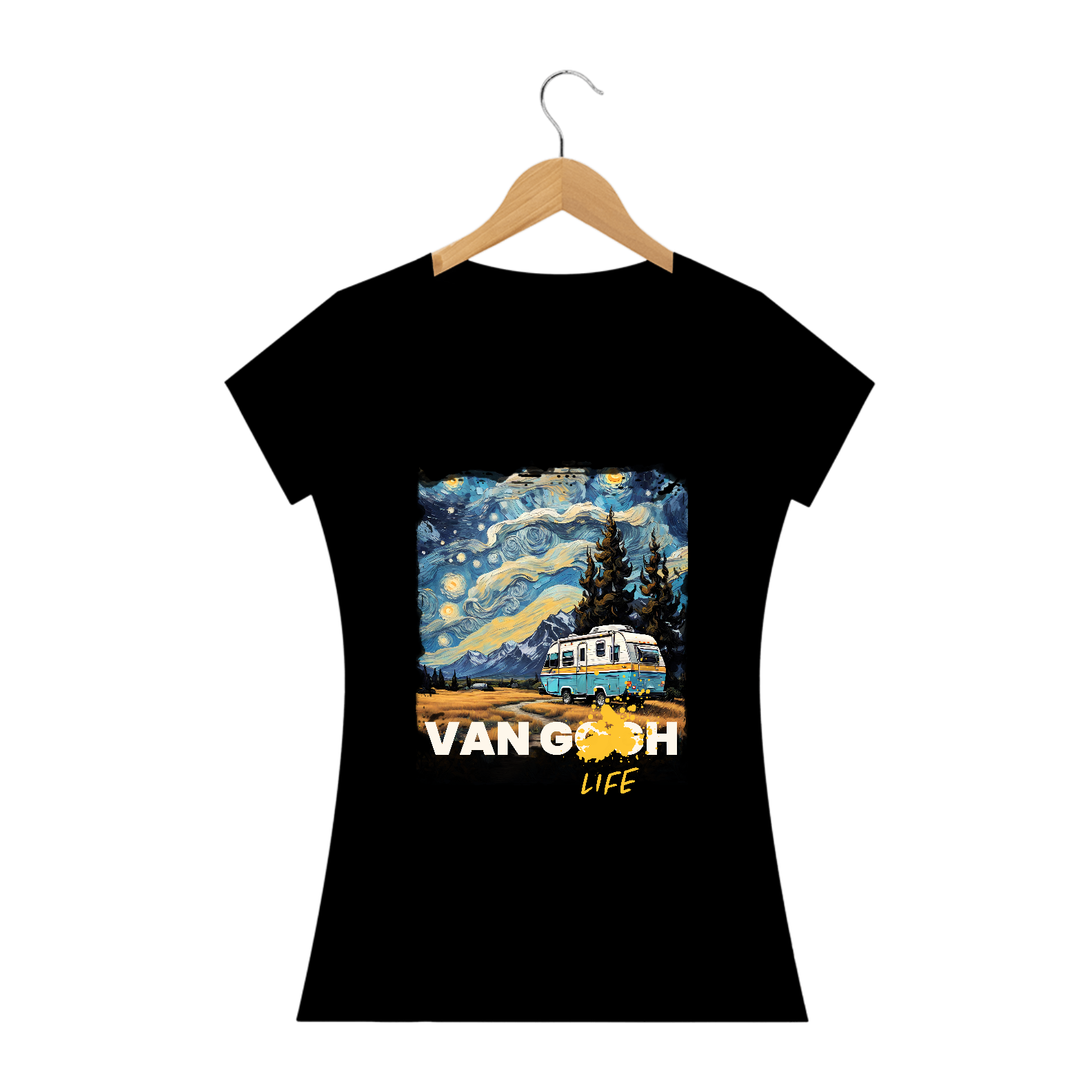 Nome do produto: Camiseta Van Gogh - Babylook Long (cores escuras)