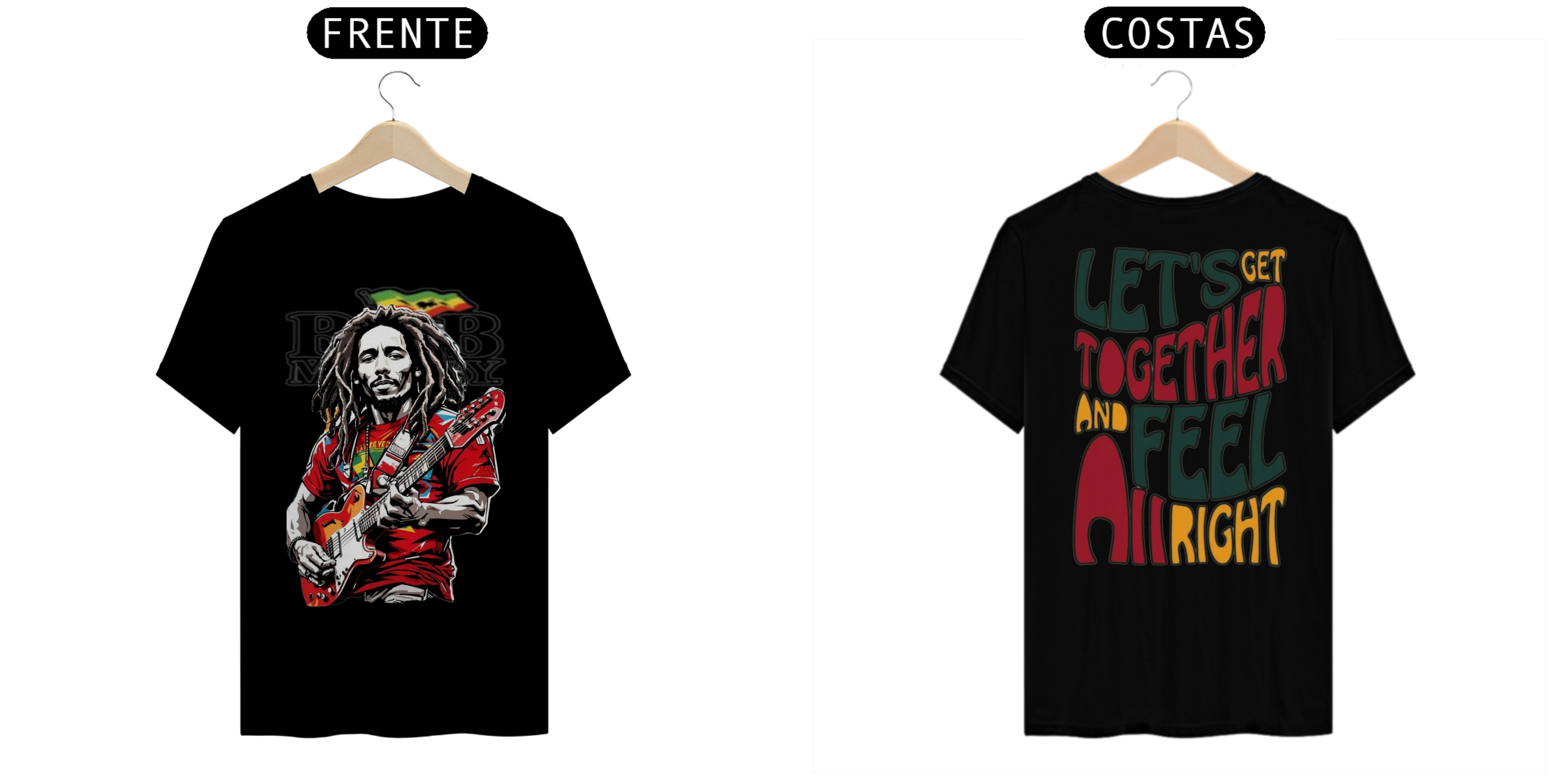 Nome do produto: Camiseta Bob Marley Let\'s Get Togrther