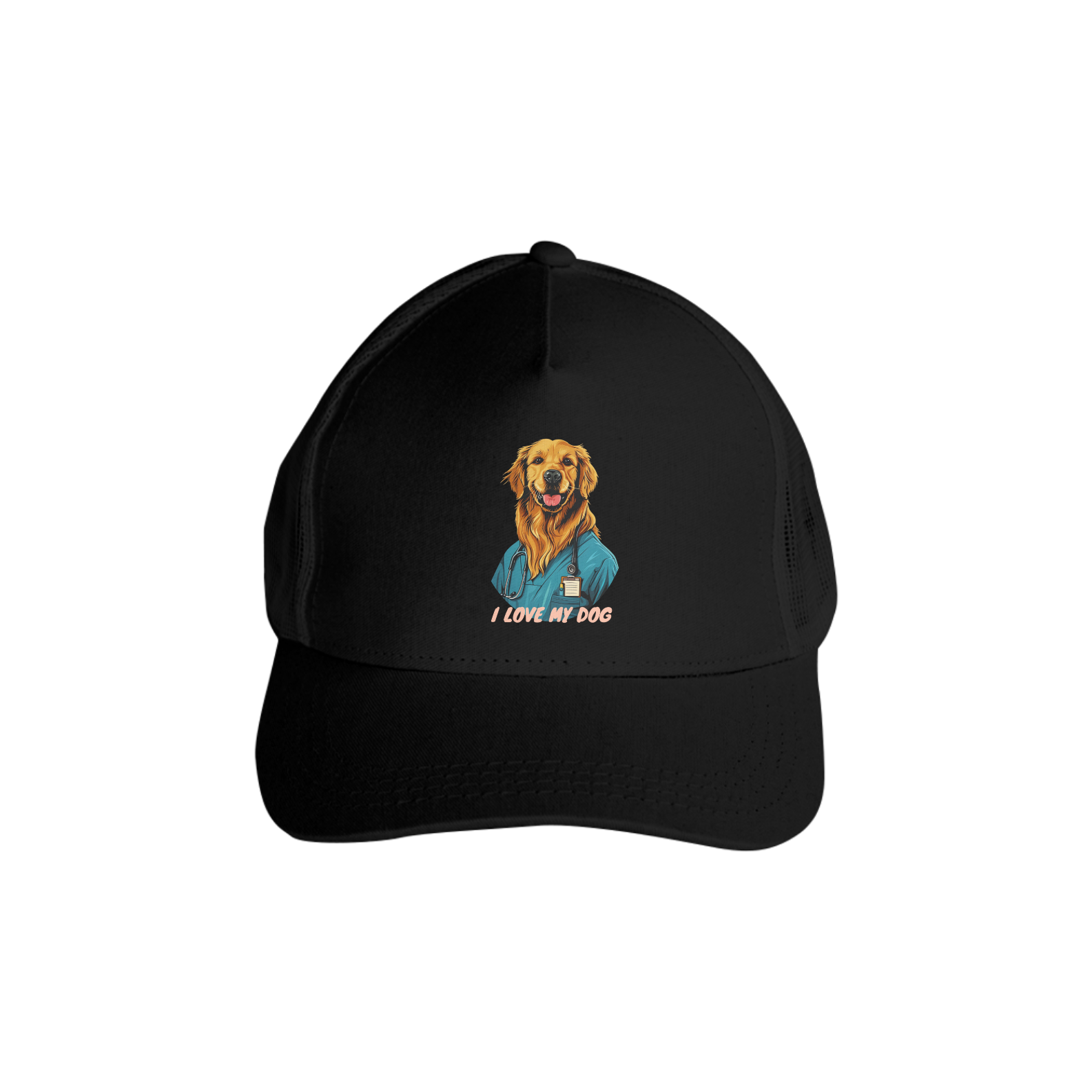 Nome do produto: Golden Retriever Enfermeiro - Boné Americano com Tela - Coleção Tal Pais - Tal Patas