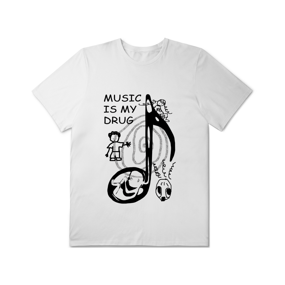 Camiseta Plus Size 'MUSIC IS MY DRUG'