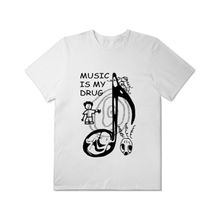 Camiseta Plus Size 'MUSIC IS MY DRUG'
