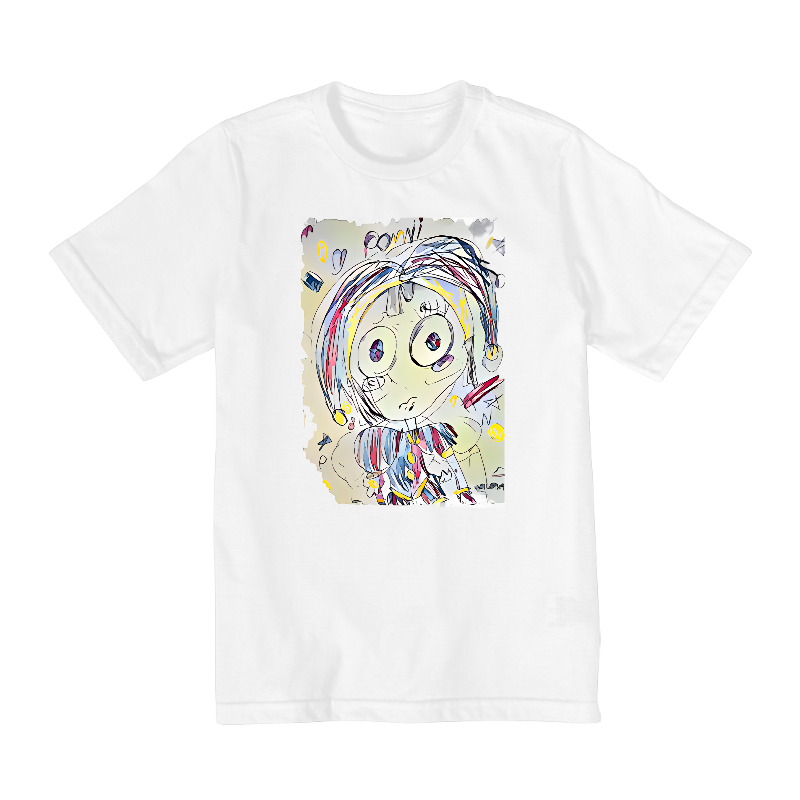 Nome do produto: T-shirt Infantil Arte Exclusiva Pomni - Assinatura: Helena