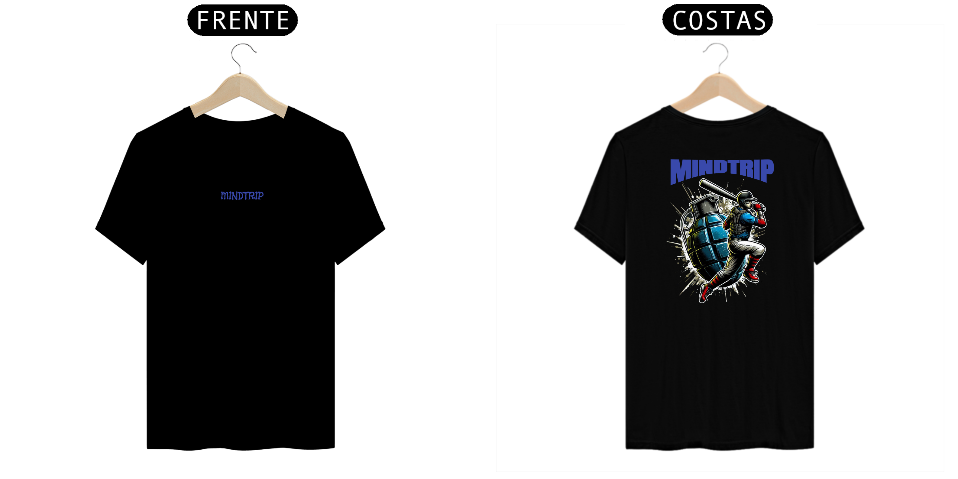 Nome do produto: Camiseta Jogador de Baseball Com Granada de Fundo (Mindtrip Apparel)