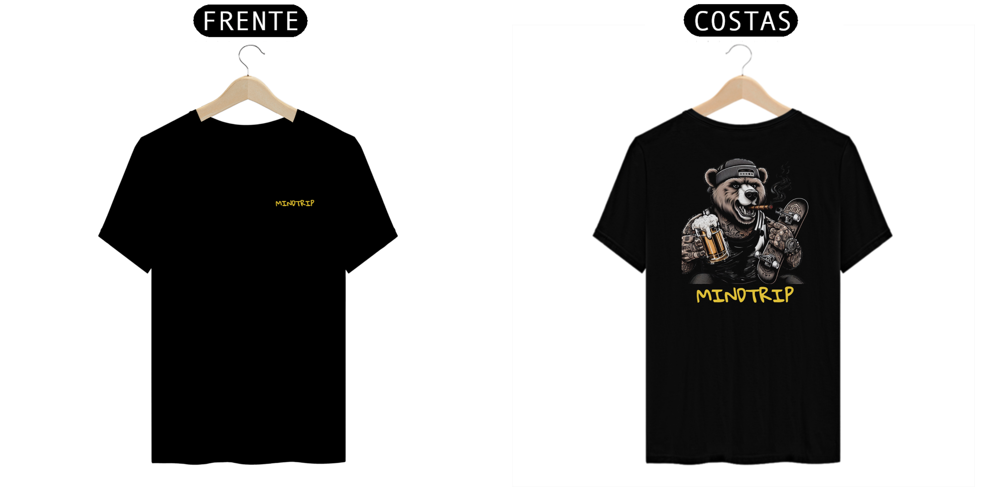 Nome do produto: Camiseta Urso Skatista Tomando Chopp (Mindtrip Apparel)