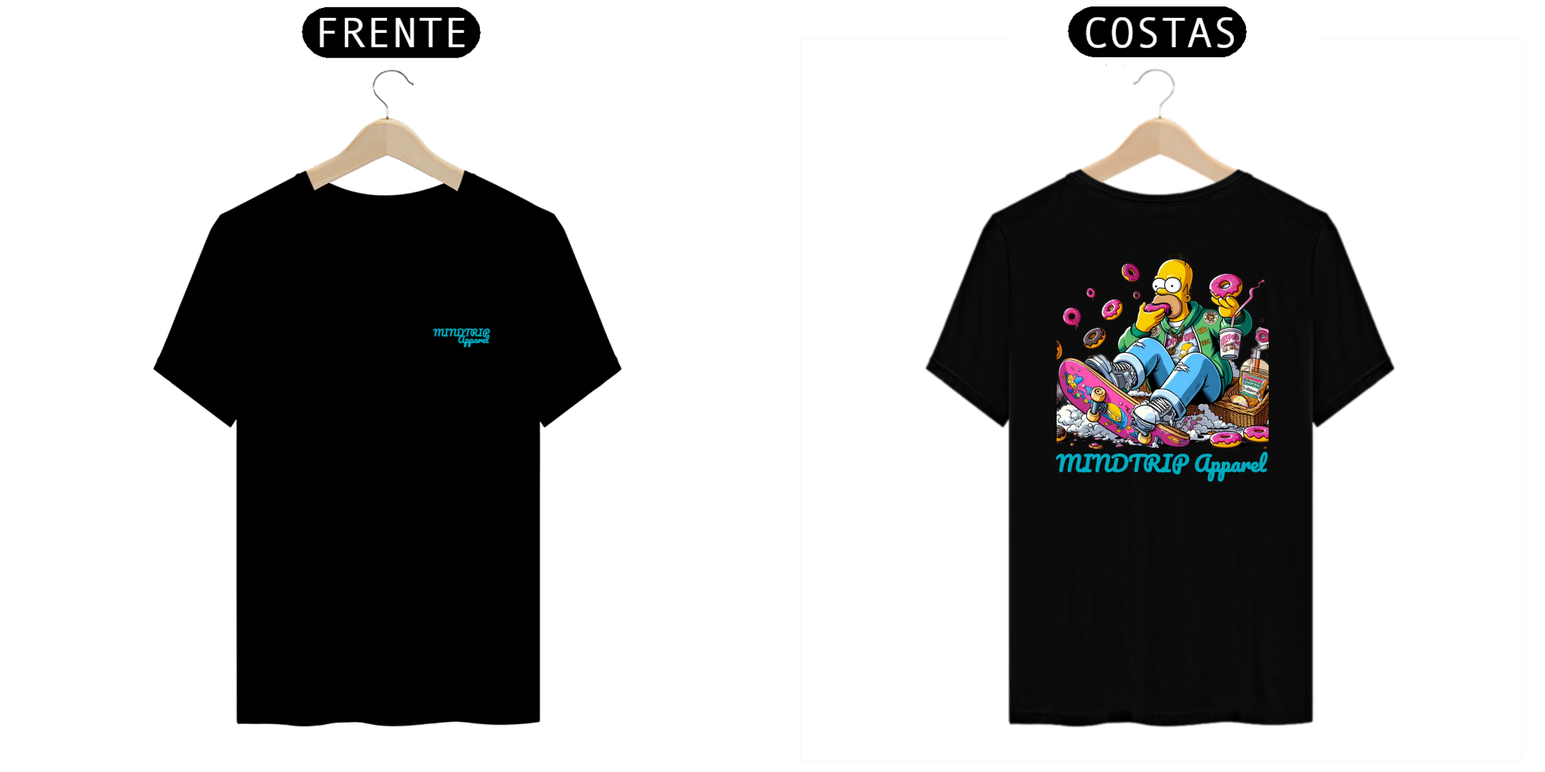 Nome do produto: Camiseta Homer Skatista Comendo Donuts (Mindtrip Apparel)