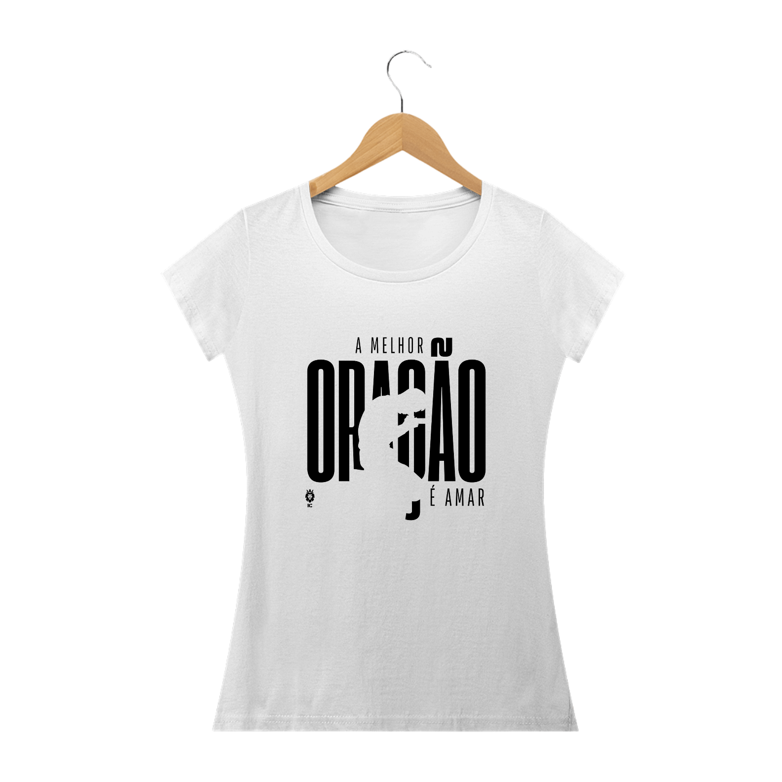 Nome do produto: Camiseta Baby Clássica A Melhor Oração é Amar - Identidade Cristã