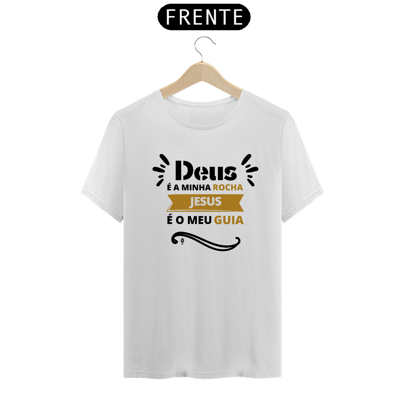 Nome do produto: Camiseta Clássica Deus é a Minha Rocha Jesus é o Meu Guia - Identidade Cristã