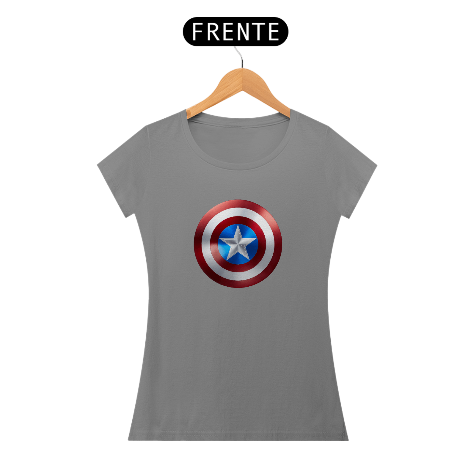 Nome do produto: Baby Look CAPITÃO AMERICA ESCUDO
